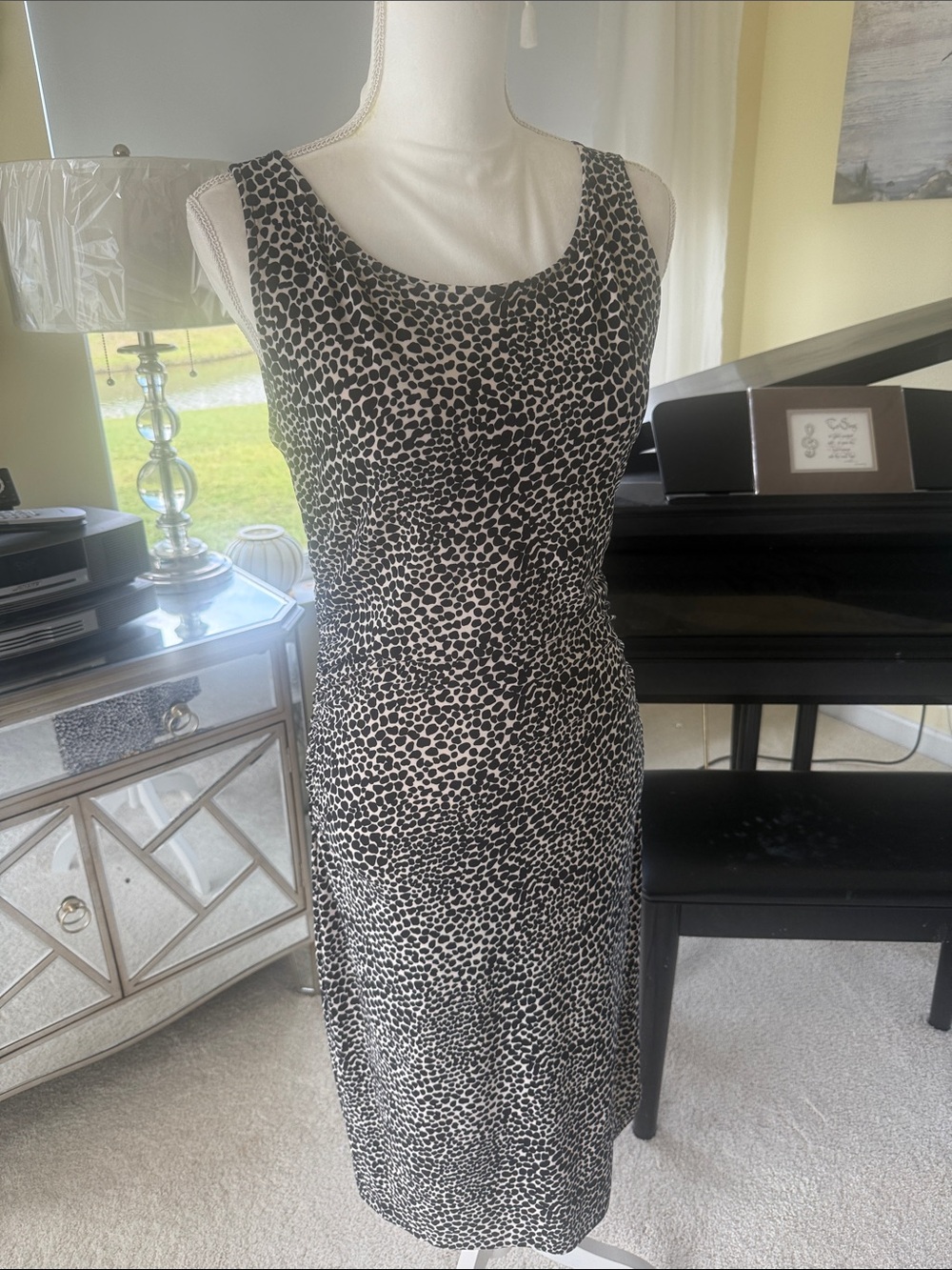 Norma Kamali body con slinky jersey knit  leopard sleeveless summer sheath dress
